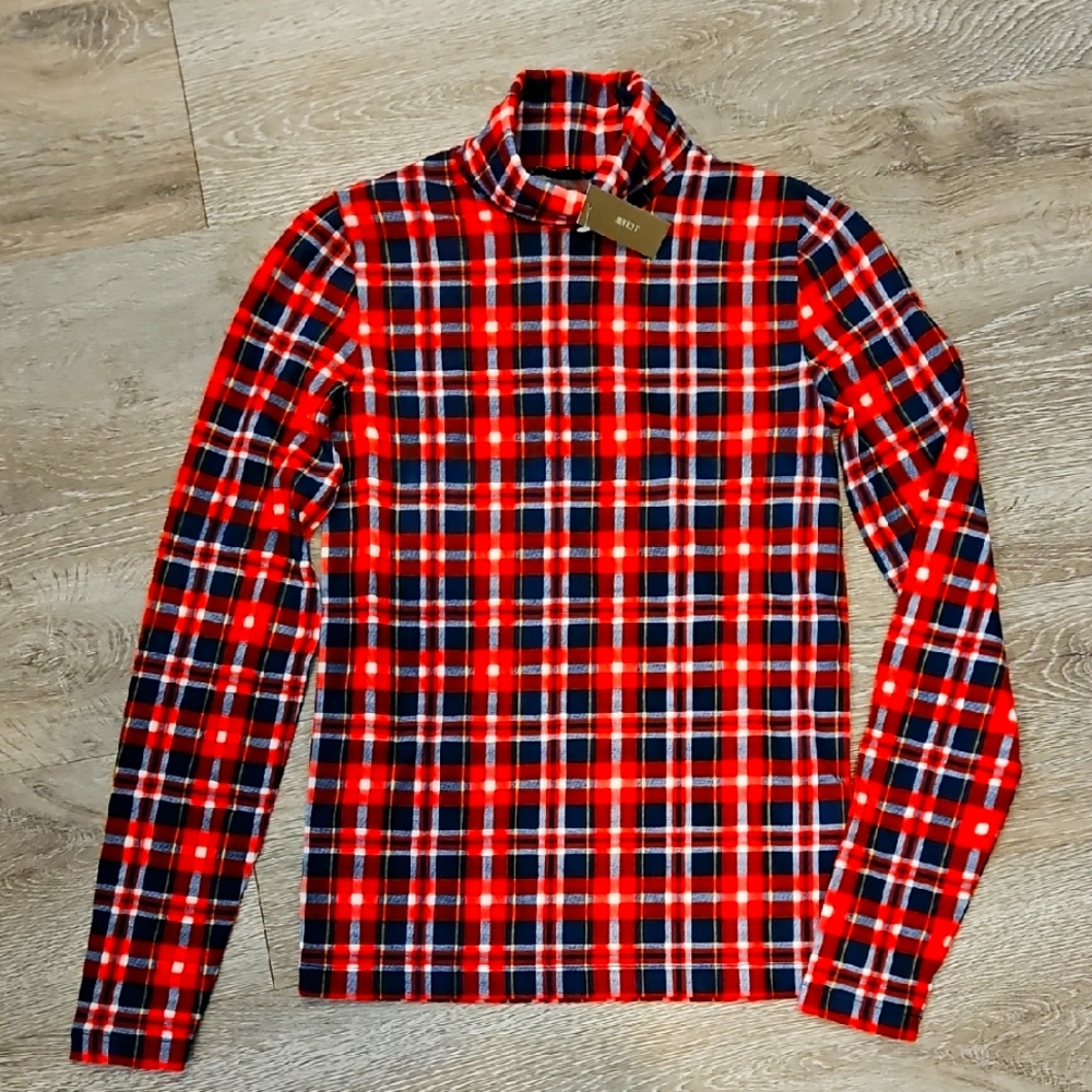 J. CREW PLAID LONG SLEEVE TOP XS